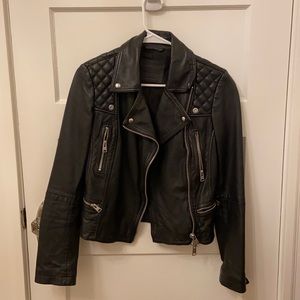 All Saints Black Leather Jacket Size 4